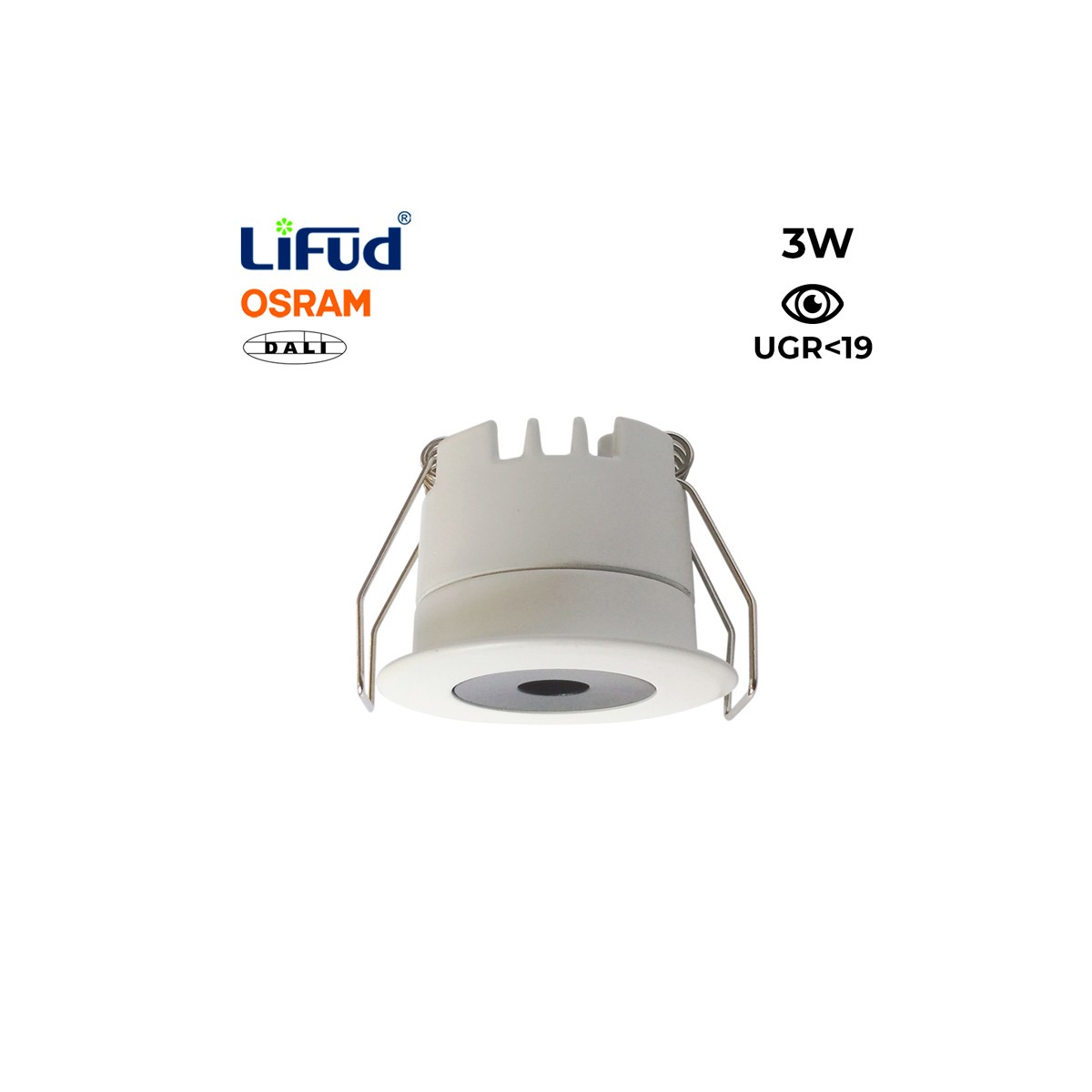 Downlight LED MINI recesso 3W baixo UGR com Driver Lifud Dali
