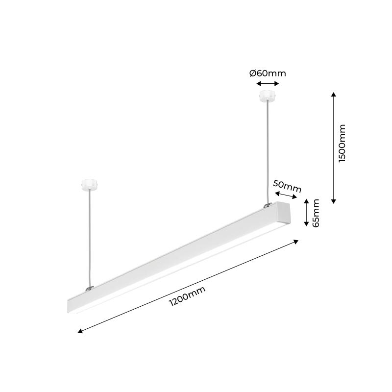 Luminária pendente linear LED 120cm 40W 3400lm