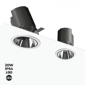 Foco LED de embutir 20W COB e baixo UGR - IP54