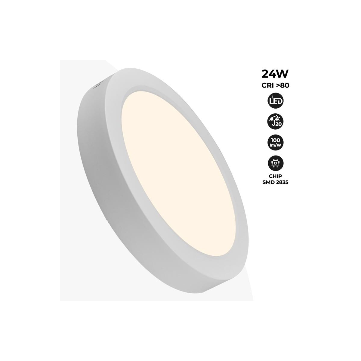 Candeeiro de teto LED de superfície circular 24W