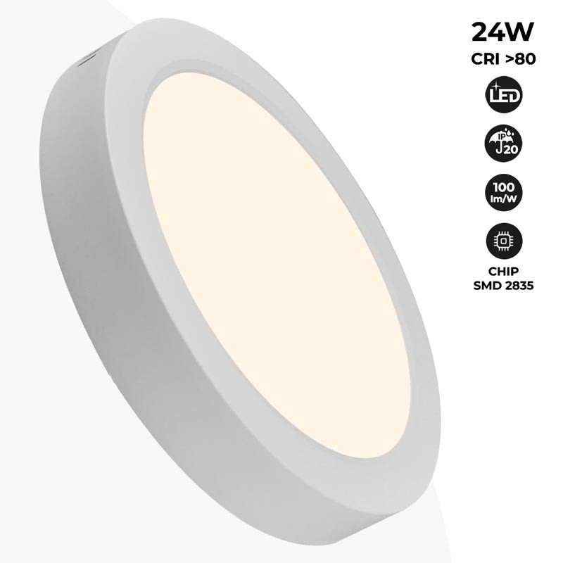 Candeeiro de teto LED de superfície circular 24W