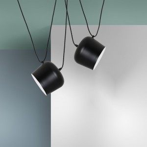 Candeeiro suspenso preto moderno "Agos" inspirado no design de Flos Aim