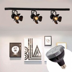 KIT Foco LED de carril trifásico ajustável "CINEMA" + Lâmpada LED PAR30 E27