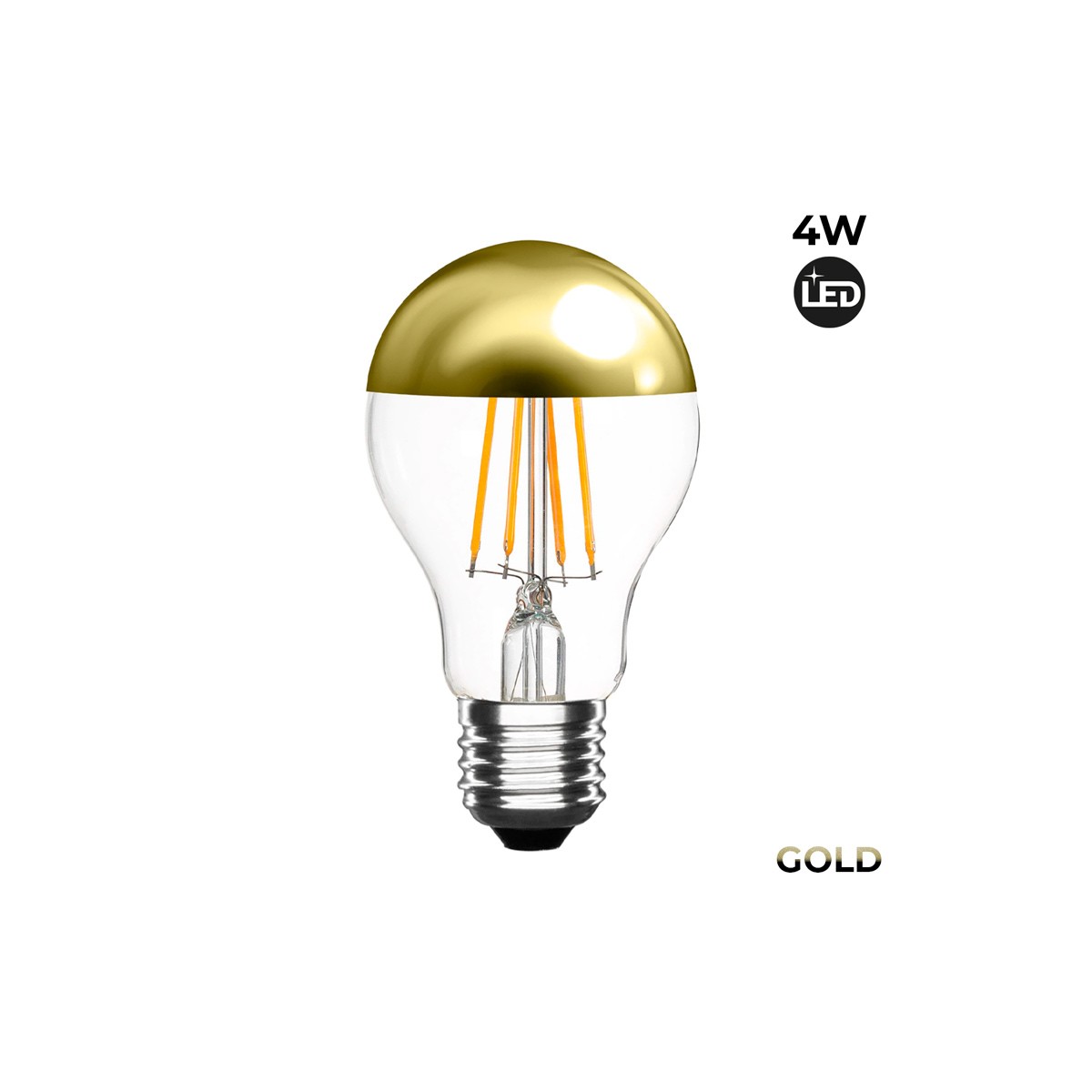 Lâmpada de Efeito Espelho Dourado Led E27 4W