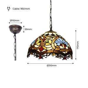 Dimensões do candeeiro pendente de cristal