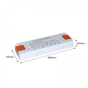 Medições - alimentação eléctrica: 63 x 185 x 20mm