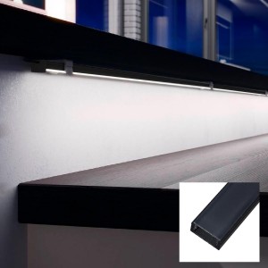 perfil de alumínio para fita de led 17x8mm _ Preto