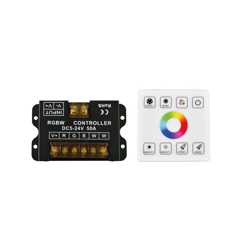 Controlador RGBW para tiras de LED com painel táctil RF - 5-24V/DC