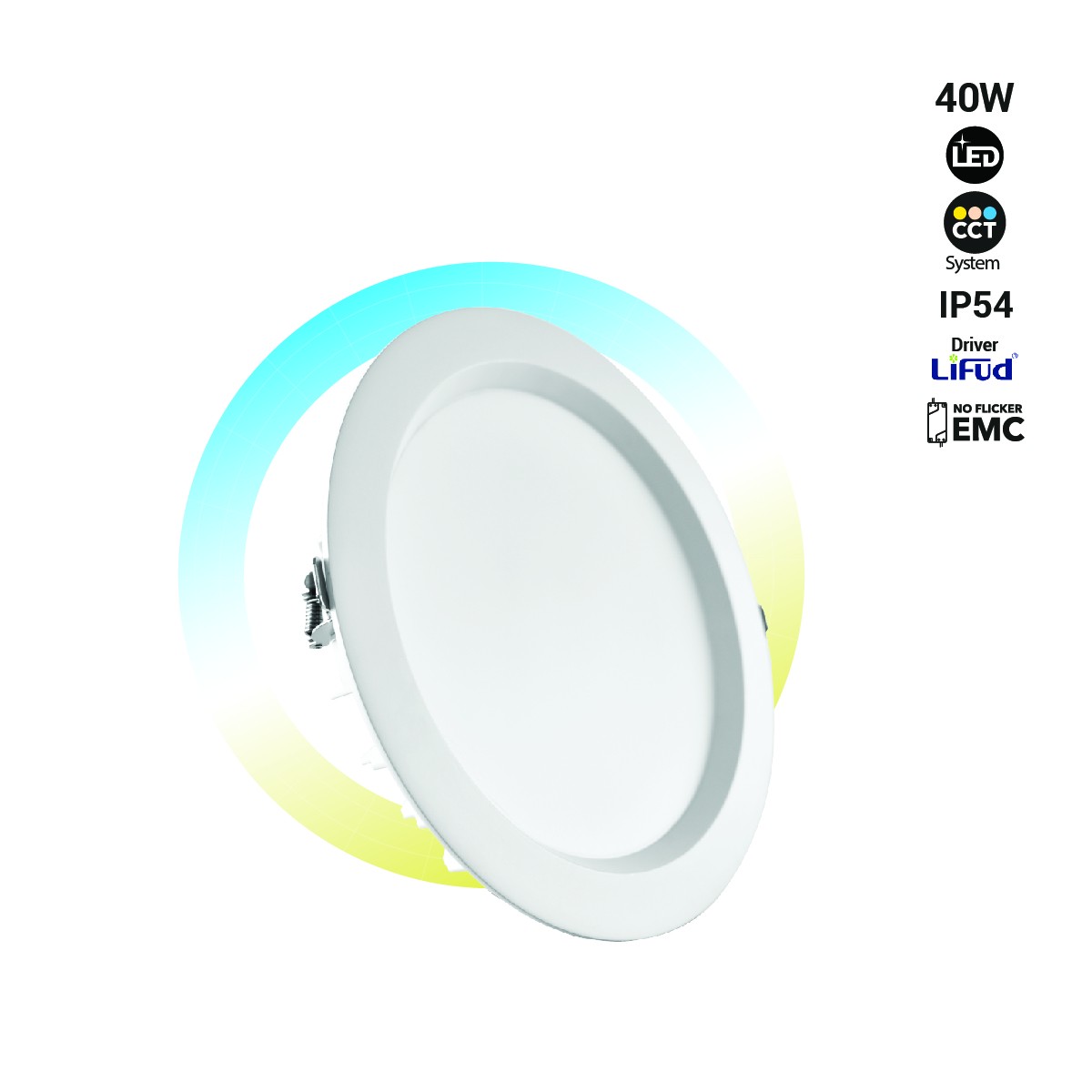 Downlight 40W com Driver Lifud 230x50mm Corte: 200-220mm