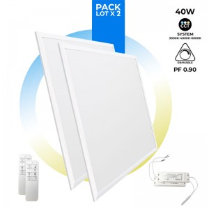 Pack de 2 painéis LED CCT 60x60cm