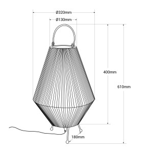 Dimensões do candeeiro de mesa Ross