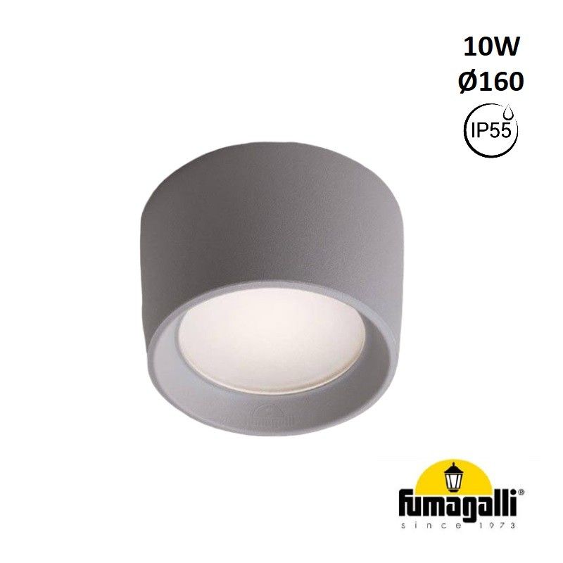 Candeeiro de teto cinza CCT LIVIA 160 FUMAGALLI 10W GX53 IP55