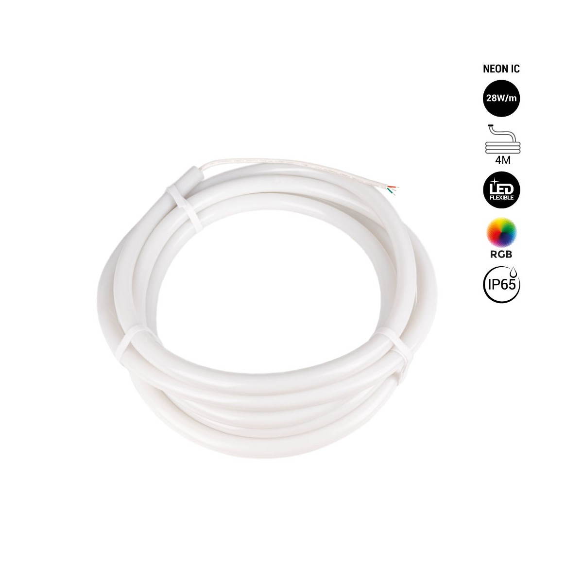 Neon LED flexível inteligente RGB neon IC - 360º circular - Ø22mm - 4 metros - 12V DC - 28W/m - IP65