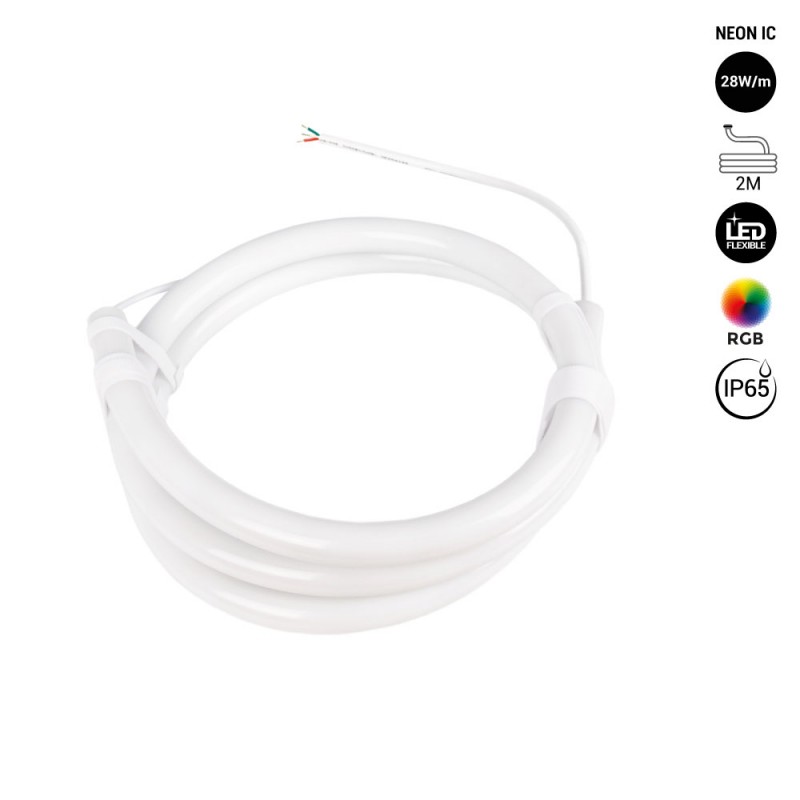 Neon LED flexível inteligente RGB IC - 360º circular - Ø22mm - 2 metros - 12V DC - 28W/m - IP65