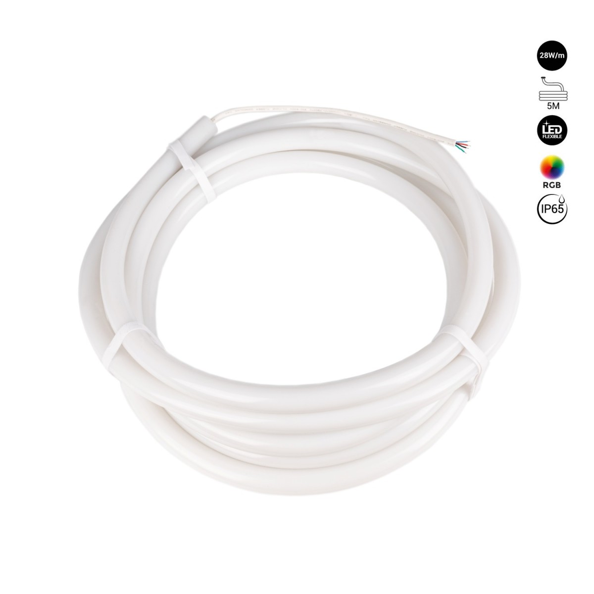 Neon LED flexível 360º circular RGB - Ø22mm - 5 metros - 24V DC- 240Ch/m - 28W/m - IP65