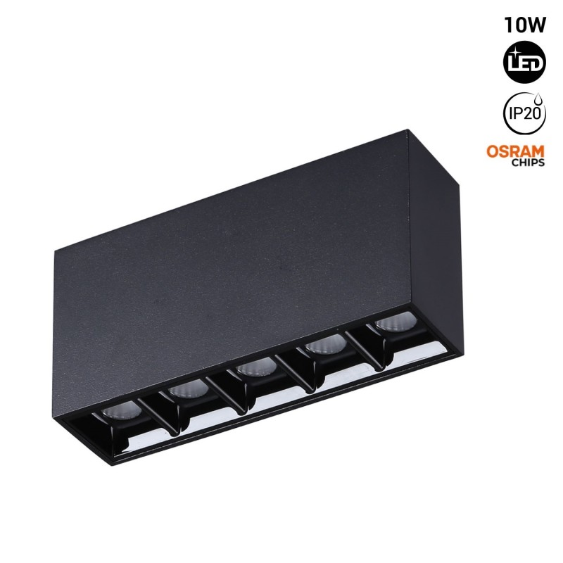 Foco de superfície linear LED preto - 10W - UGR18 - CRI90 - Chip OSRAM