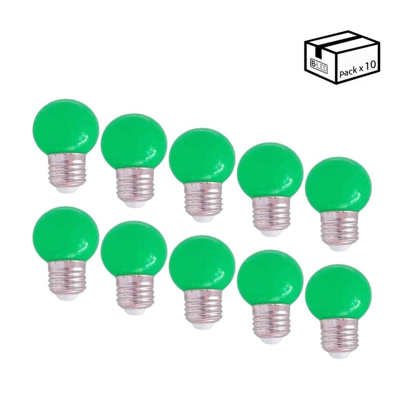 Pack de 10 Lâmpadas LED E27 1W de Cor