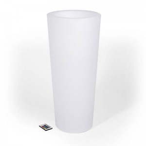 Vaso LED RGBW de Resina Branca, 40x80cm, 7W, IP65, sem fios