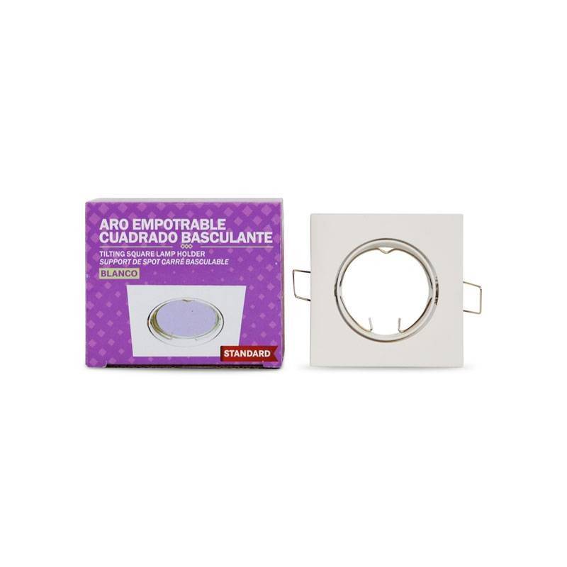 Aro downlight encastrável quadrado basculante para lâmpada GU10 / GU5.3