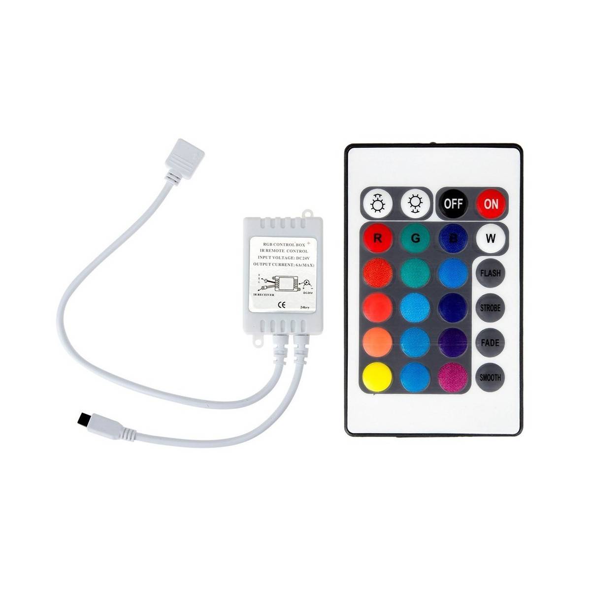 Controlador RGB 12V 6A com comando IR 24 teclas