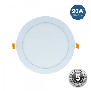 Placa downlight LED encastrável circular 20W - 5 anos de garantia