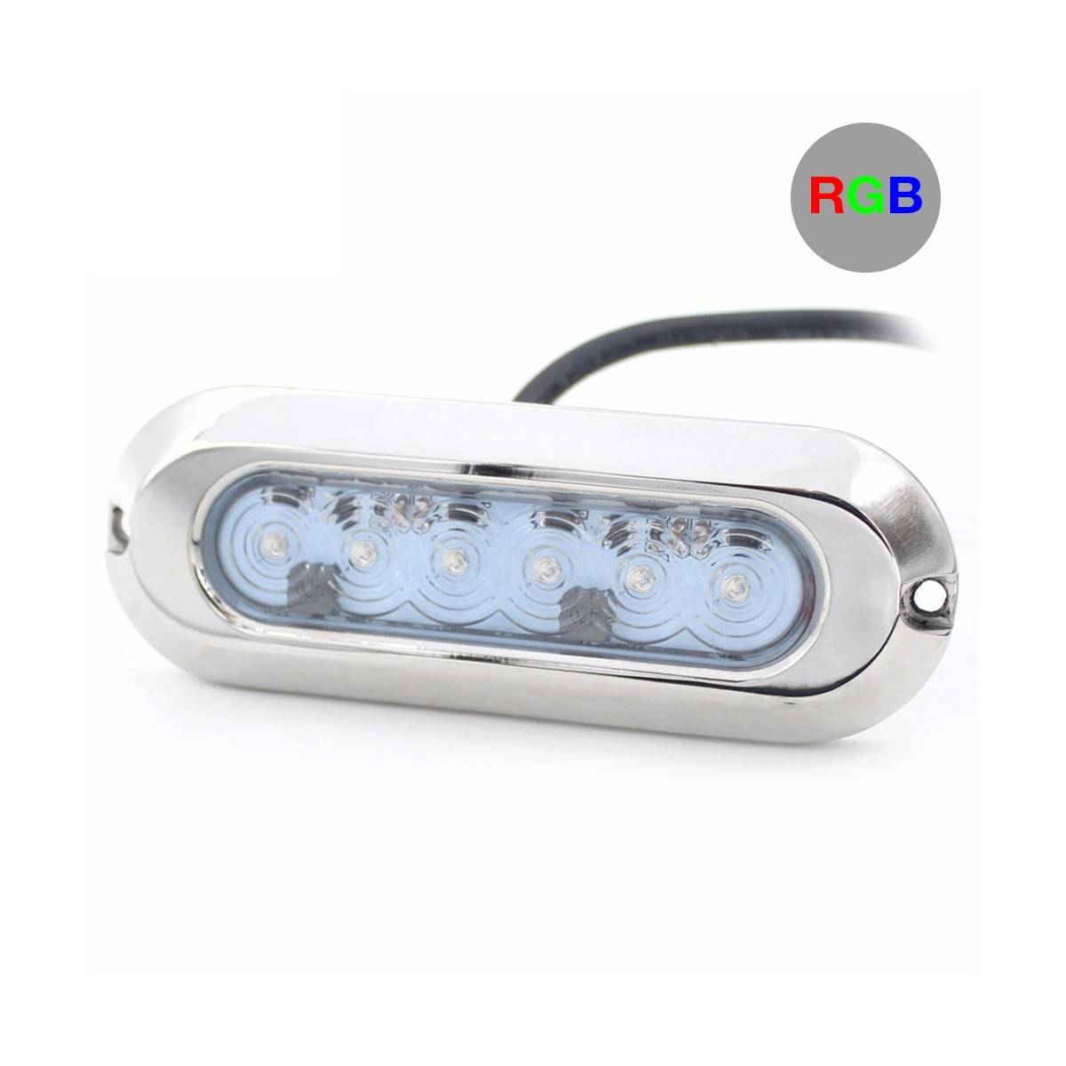 Luz LED RGB de superfície submersível SLIM 30W 12V 316L inox IP68