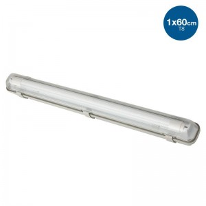 Armadura estanque IP65 para um tubo LED 60cm com conexão de 1 lado