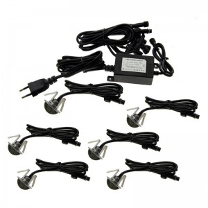 Kit de 6 luzes encastráveis de piso e baliza para escada 0,4W 12V-DC IP67