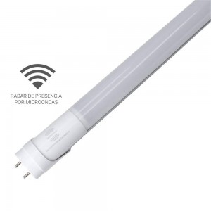 Tubo LED T8 60cm 9W com sensor micro-ondas branco 6000K vidro opalino